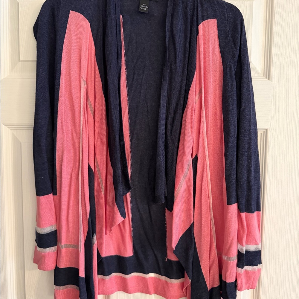 INC International Concepts Pink and Navy Cardigan